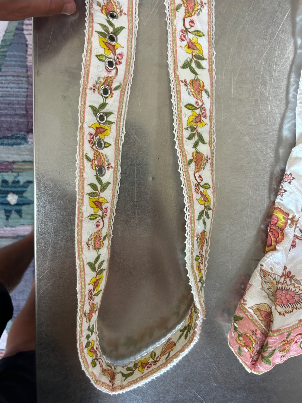 Hemant & Nandita white floral eyelet belted shorts - Picture 10 of 11